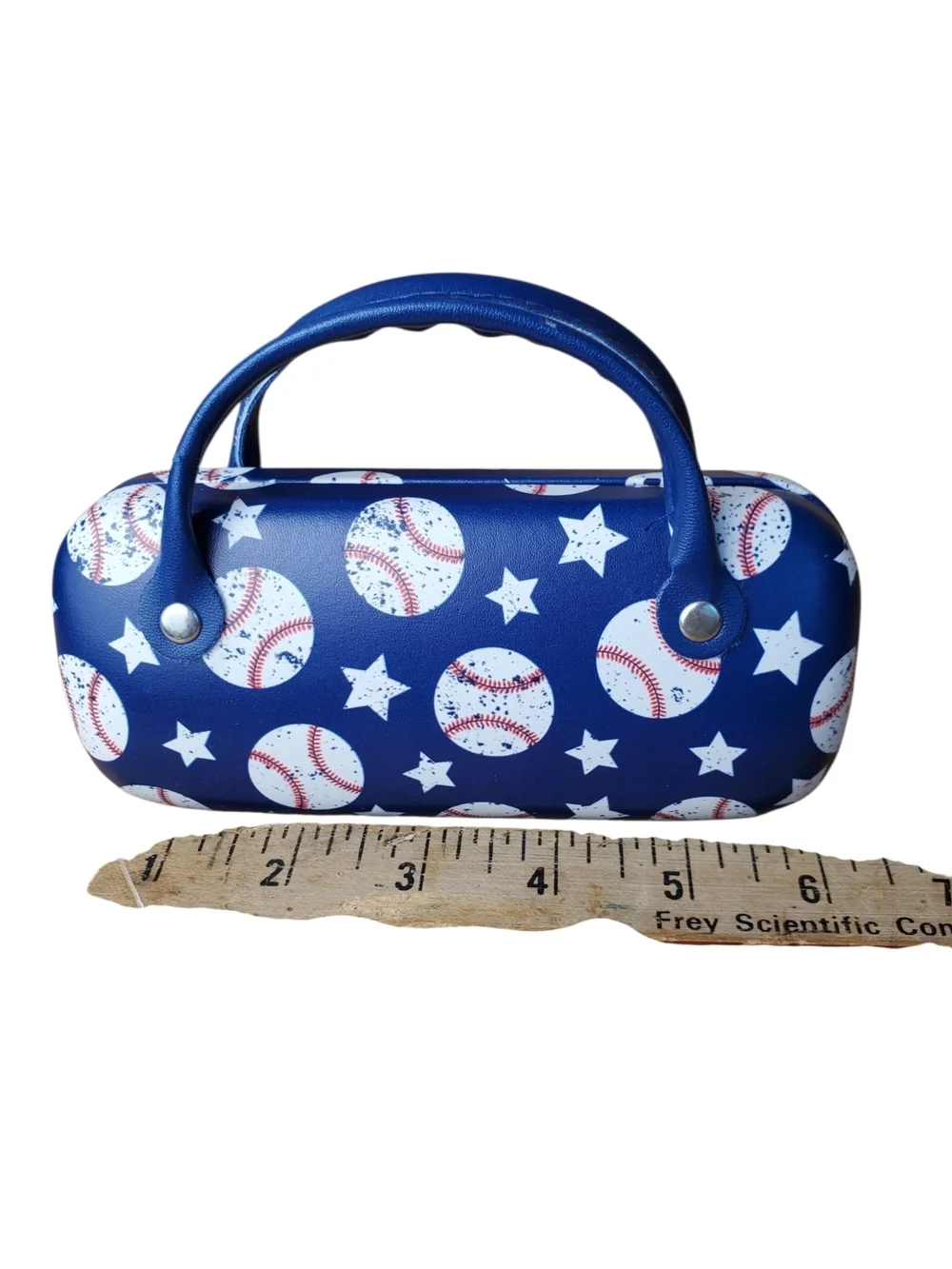 Blue Baseball Pattern Hard Shell Glasses Case